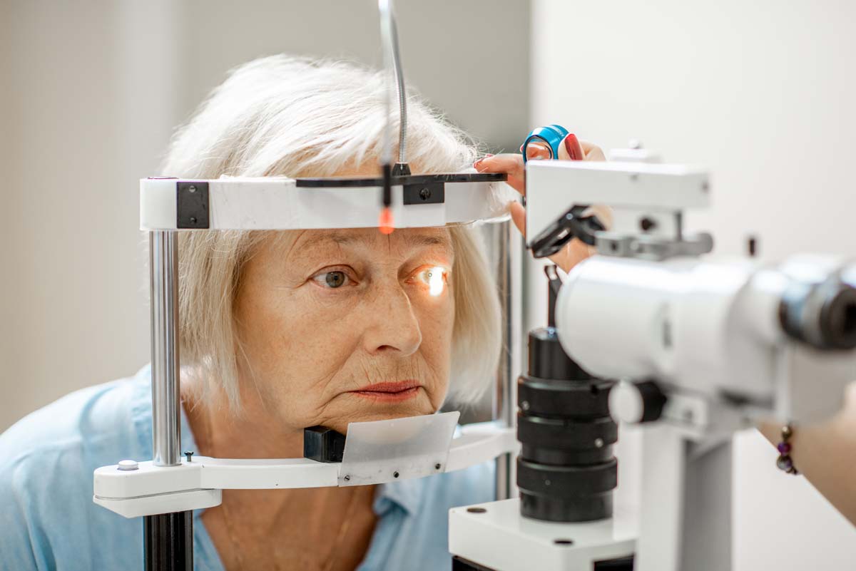 Healthcare professional performing diabetic retinopathy screening exam