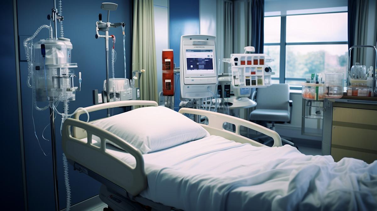 Hospital room showing insulin pump devices