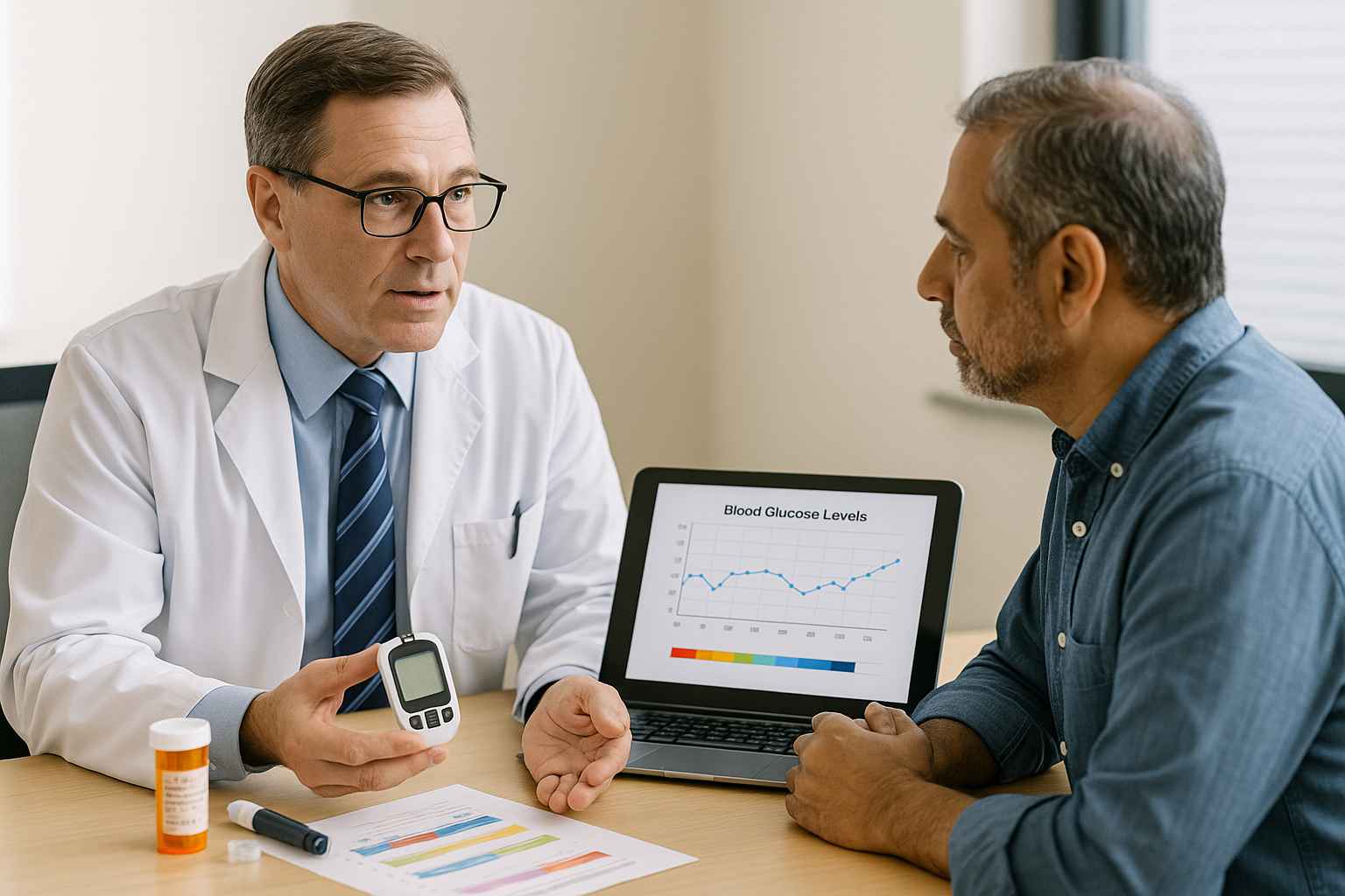 7 Breakthrough Diabetes Updates You Can’t Miss 2 Doctor reviewing CGM data for Type 2 diabetes management